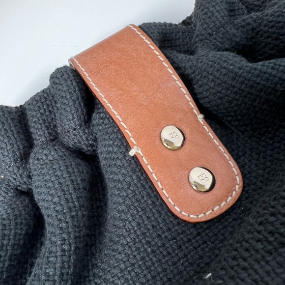 Kate Spade | Black Cotton Bag with Leather Trim and Wood Handles - Picture 8 of 12